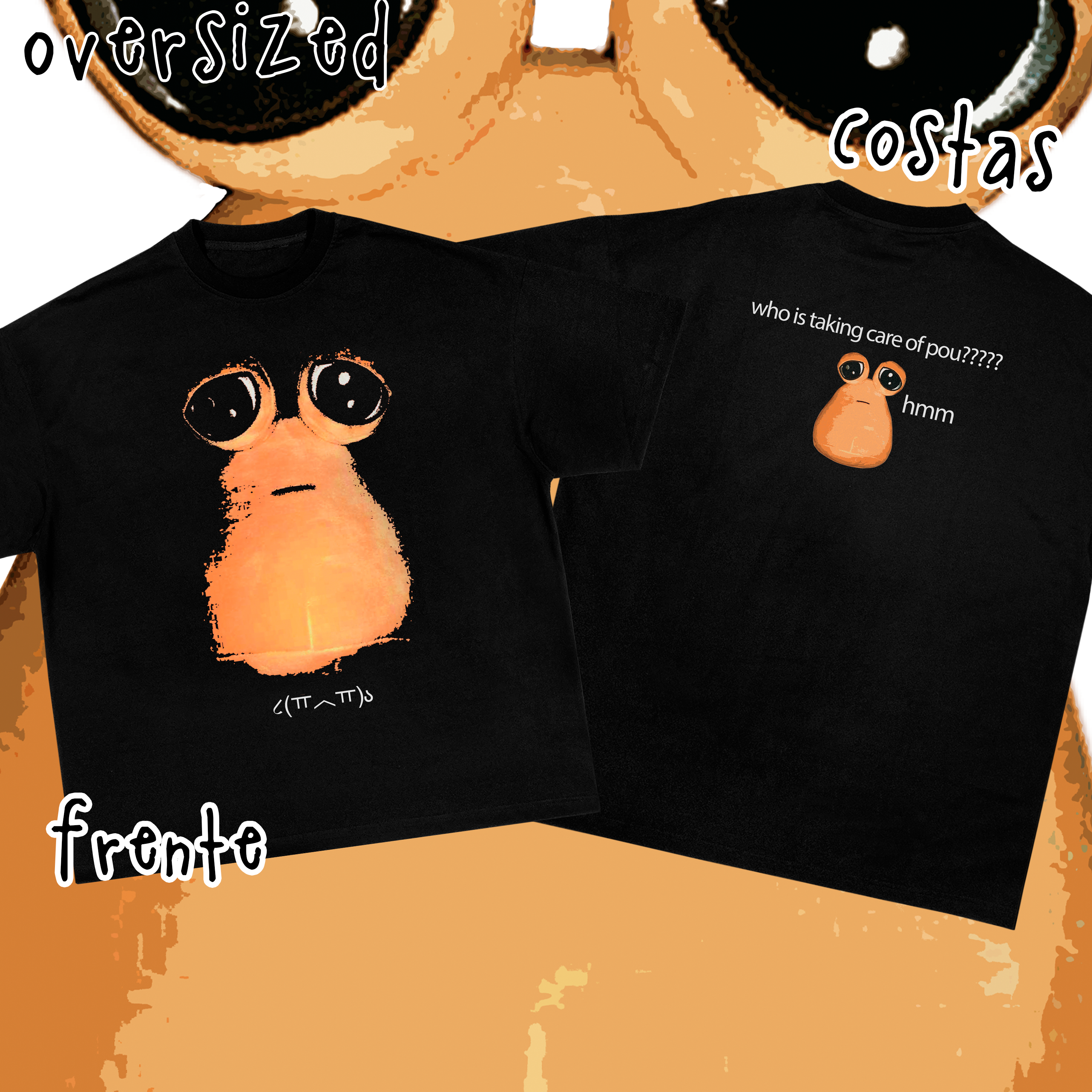 Camiseta Oversized Frente e Costas 'pou'