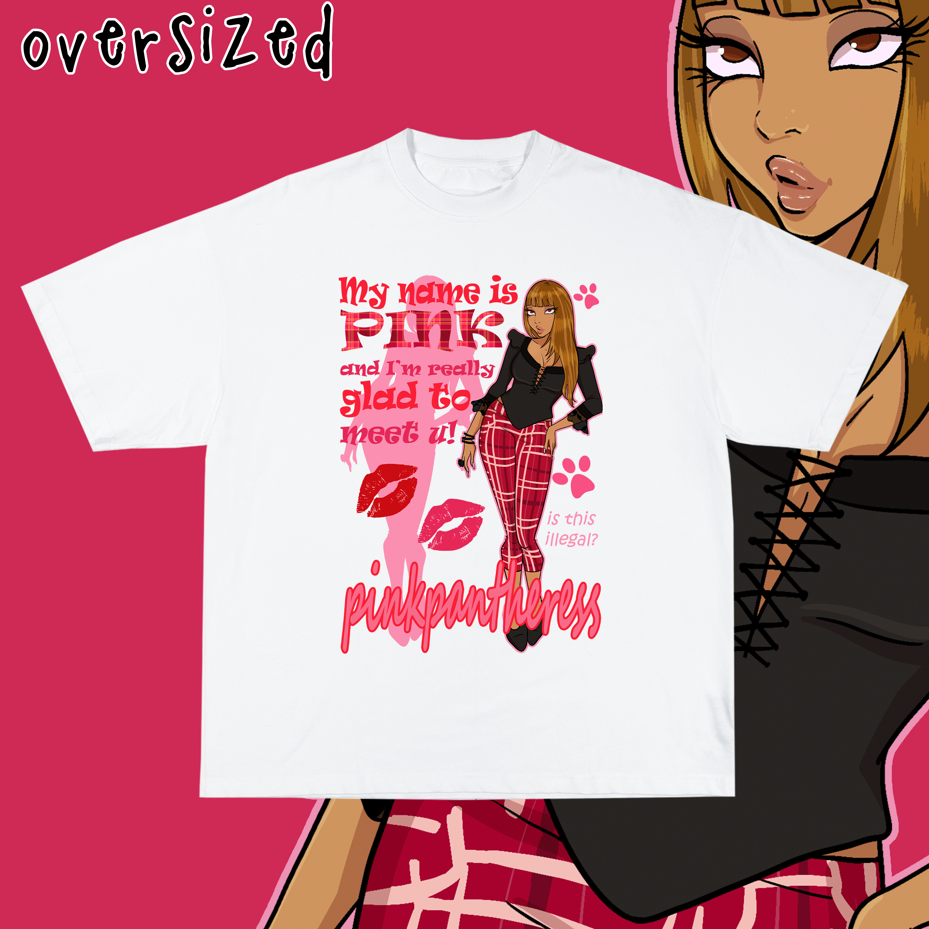 Camiseta Oversized 'PINKPANTHERESS - ILLEGAL'