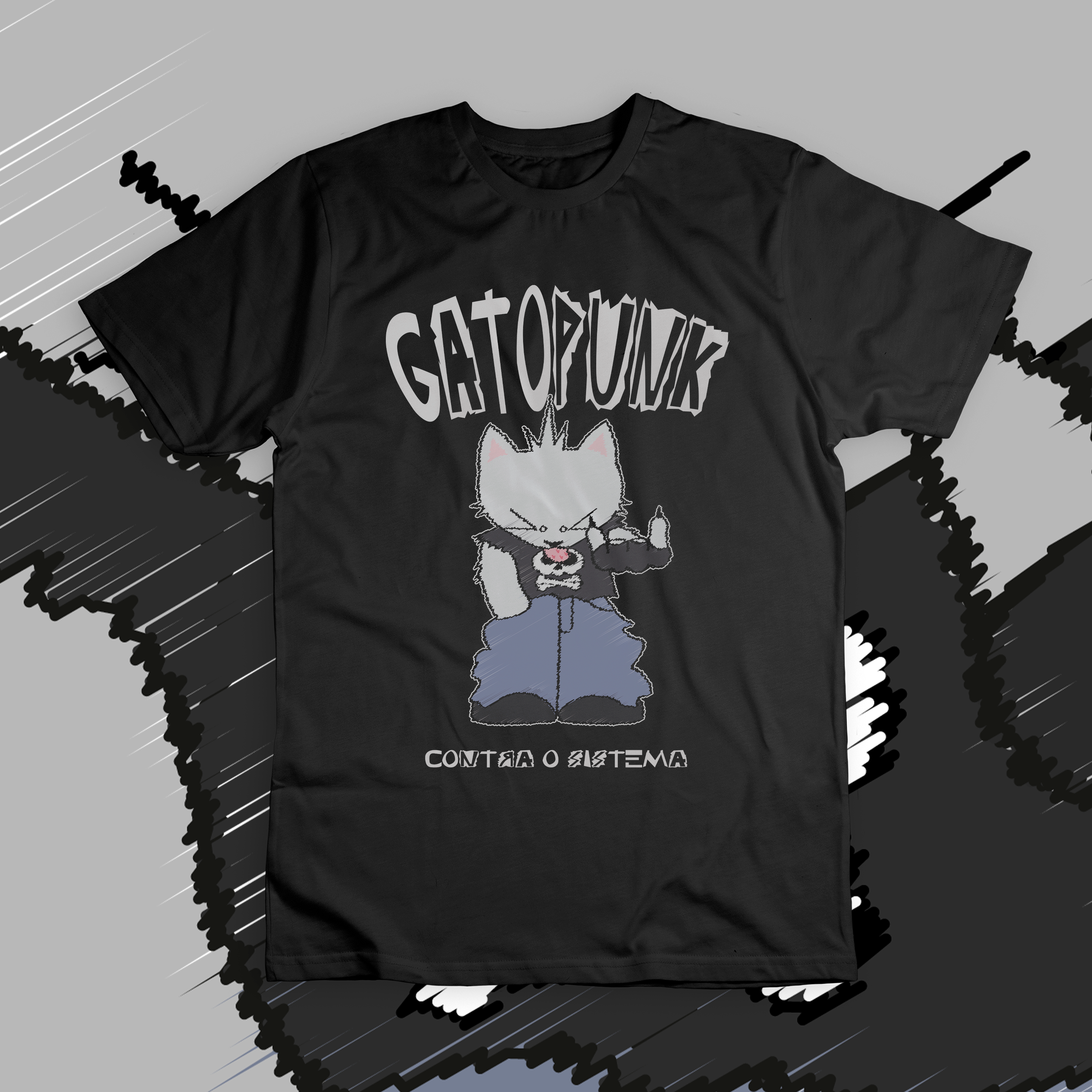Camiseta 'gato punk'