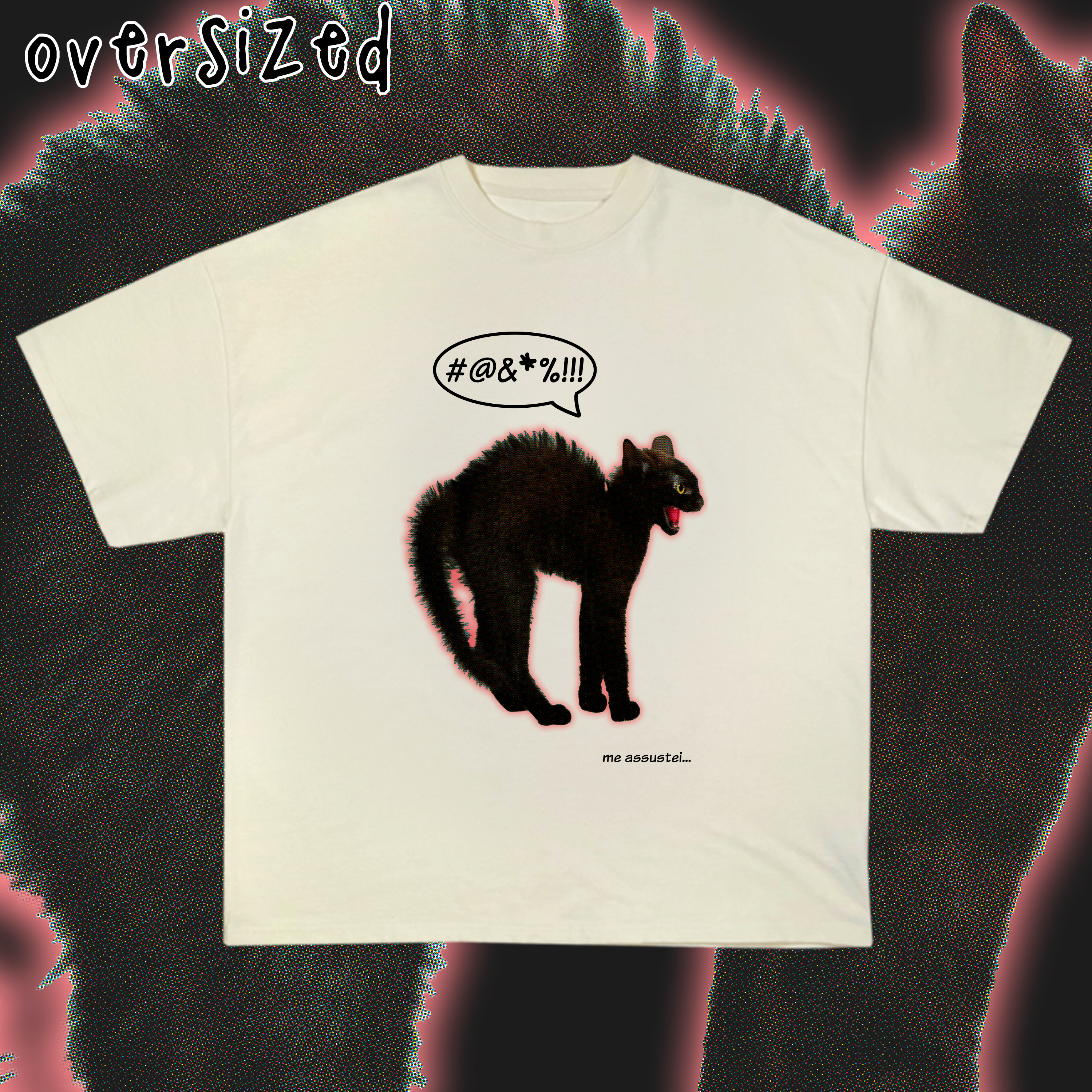Camiseta Oversized 'me assustei (gatinho)'