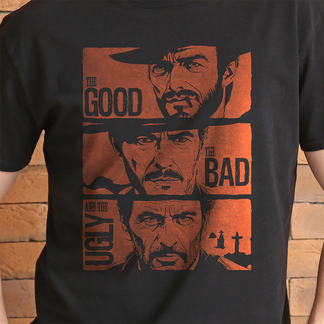 Nome do produto: T-SHIRT QUALITY FILME O BOM, O MAU E O FEIO