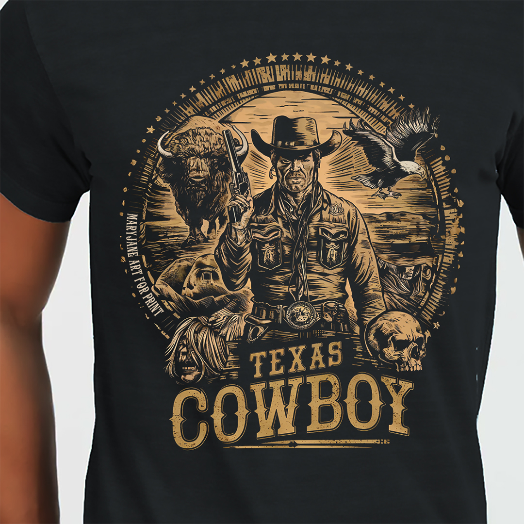 Nome do produto: T-SHIRT PRIME TEXAS COMBOY OURO