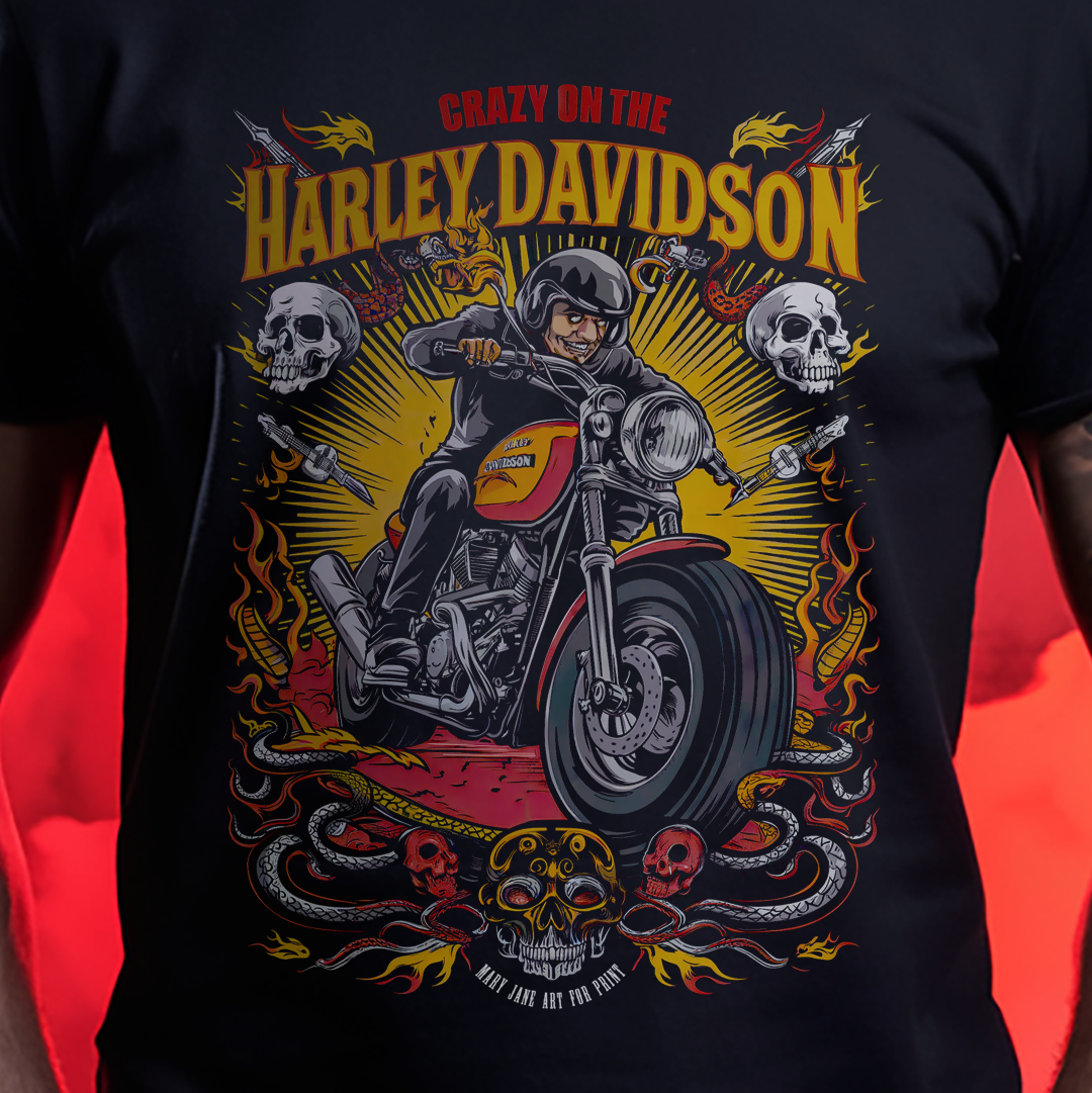 Nome do produto: T-SHIRT PRIME CRAZY ON THE HARLEY