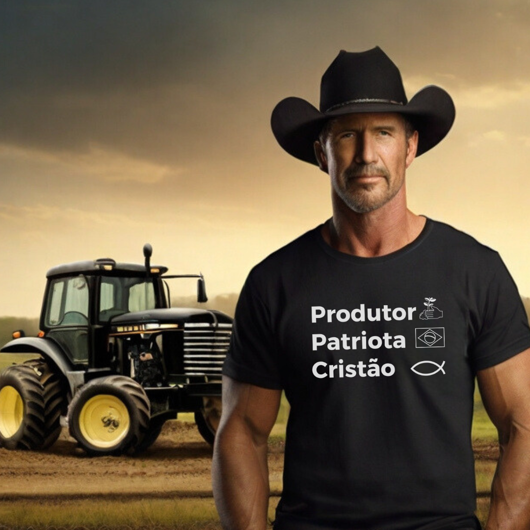 Nome do produto: TSHIRT PRODUTOR PATRIOTA E CRISTÃO 