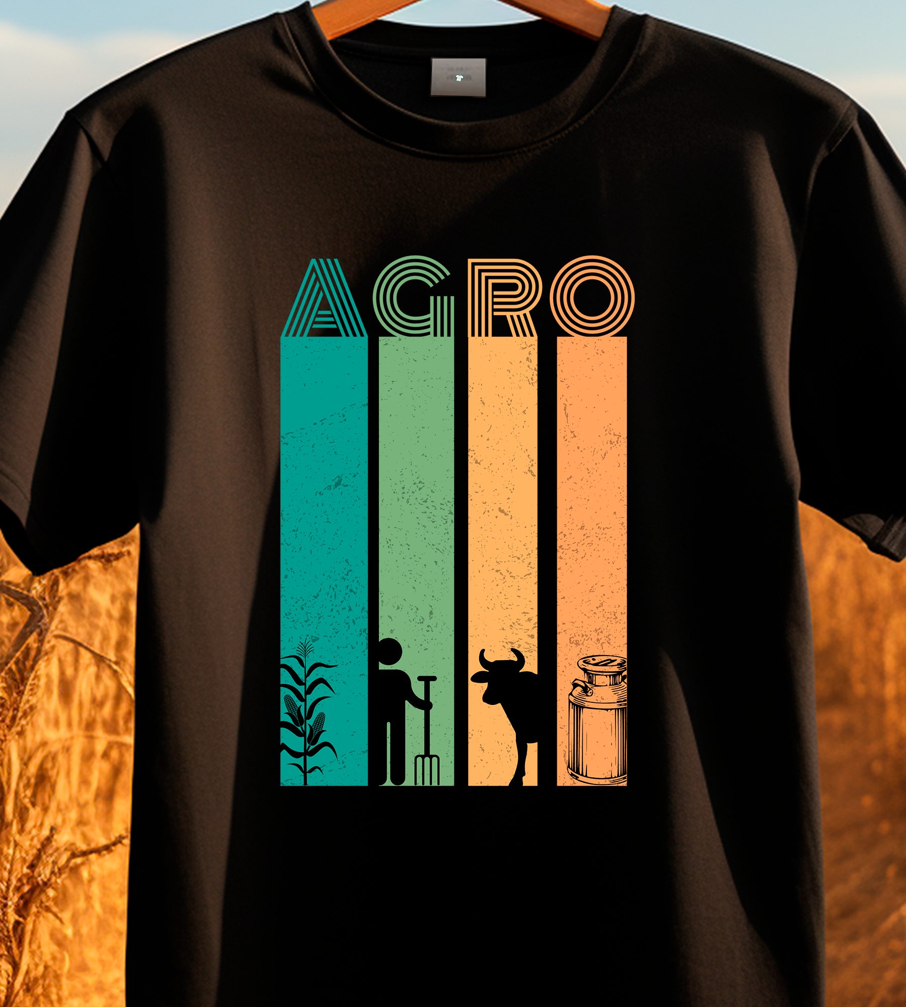 Nome do produto: TSHIRT AGRO FAIXAS - PRETA