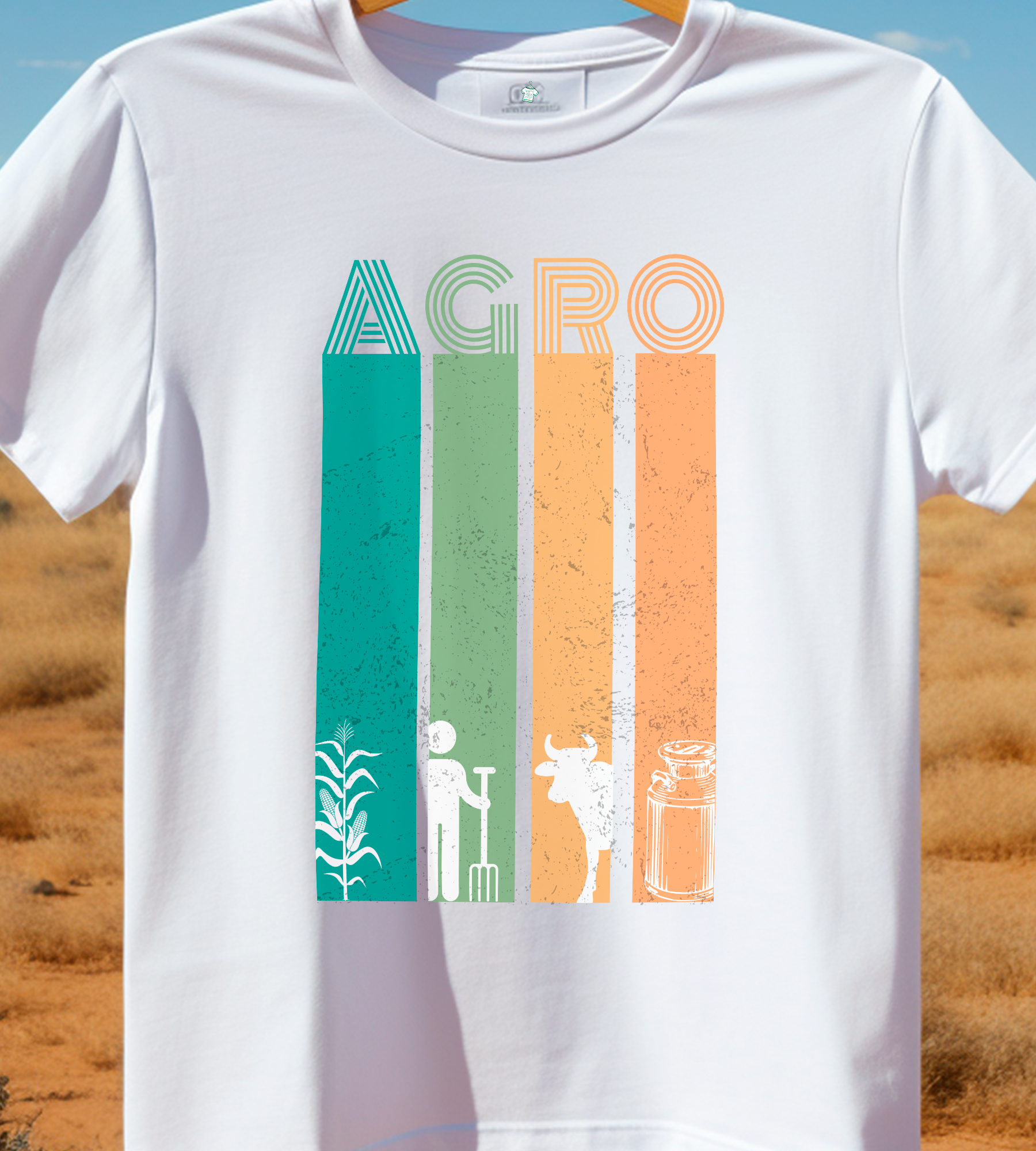Nome do produto: TSHIRT AGRO FAIXAS - BRANCA