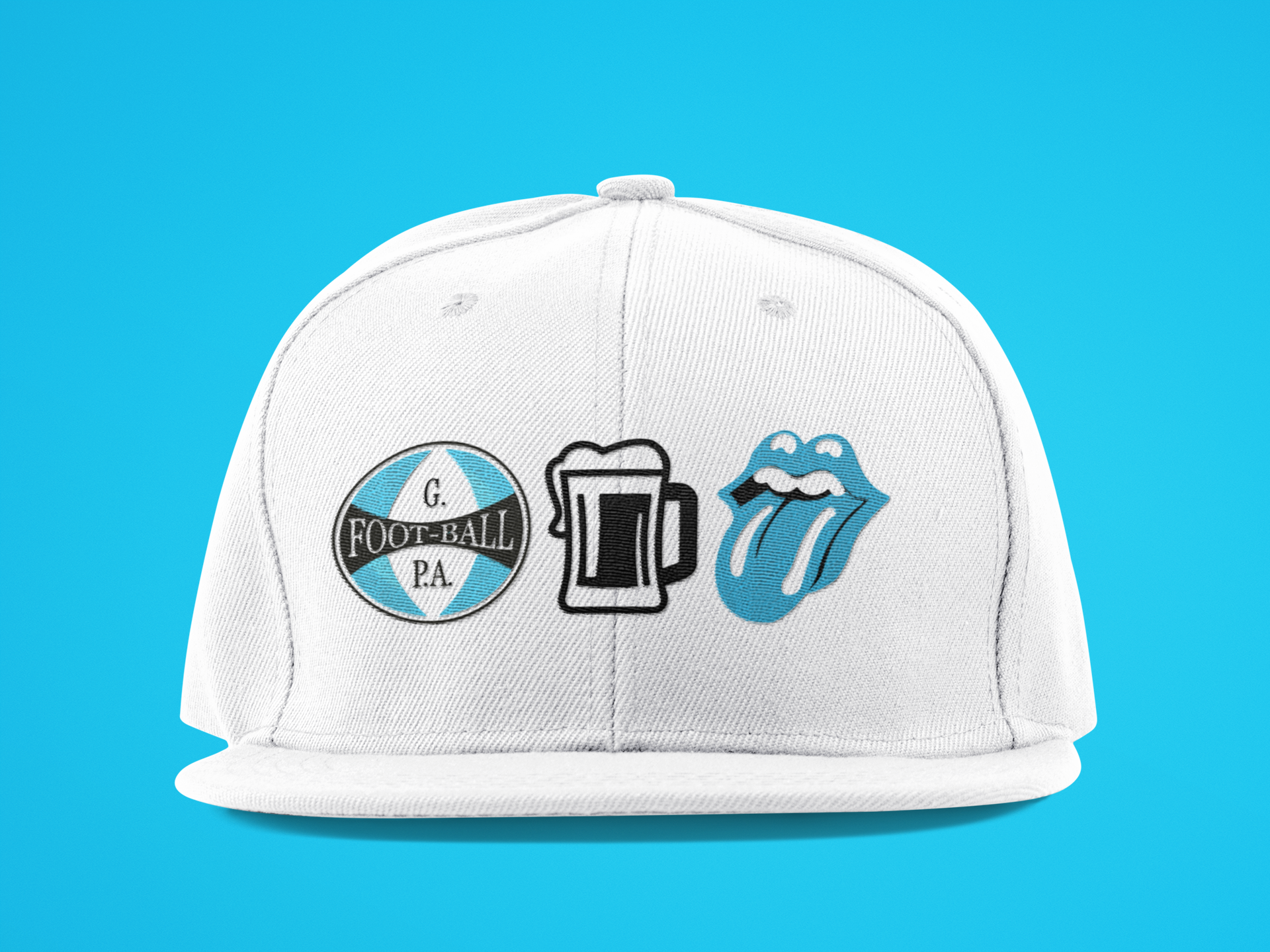 Nome do produto: BONÉ GRÊMIO, TRAGO E ROLLING STONES