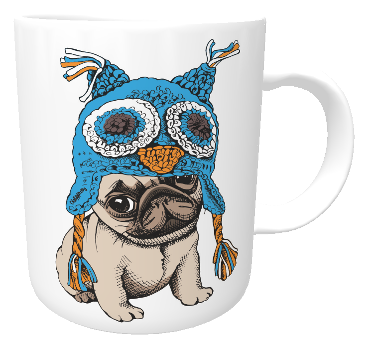 Caneca Cachorro Pug Coruja