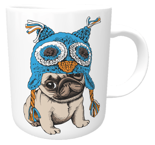 Caneca Cachorro Pug Coruja