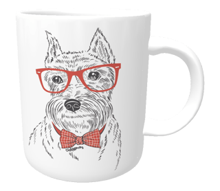 Caneca Schnauzer de Óculos e Gravatinha
