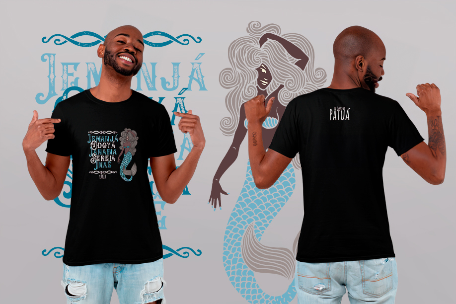 Nome do produto: Coleção Ponto Cantado - T-Shirt Classic Frente & Verso Iemanjá
