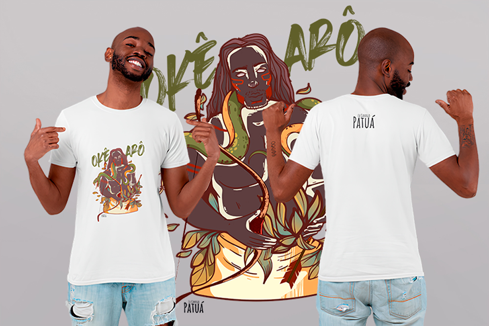 Nome do produto: Coleção Orixás & Entidades - T-Shirt Classic Frente & Verso Oxóssi