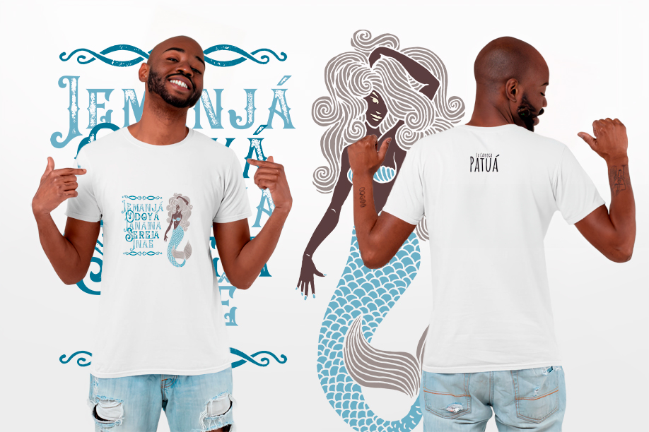 Nome do produto: Coleção Ponto Cantado - T-Shirt Classic Frente & Verso Iemanjá