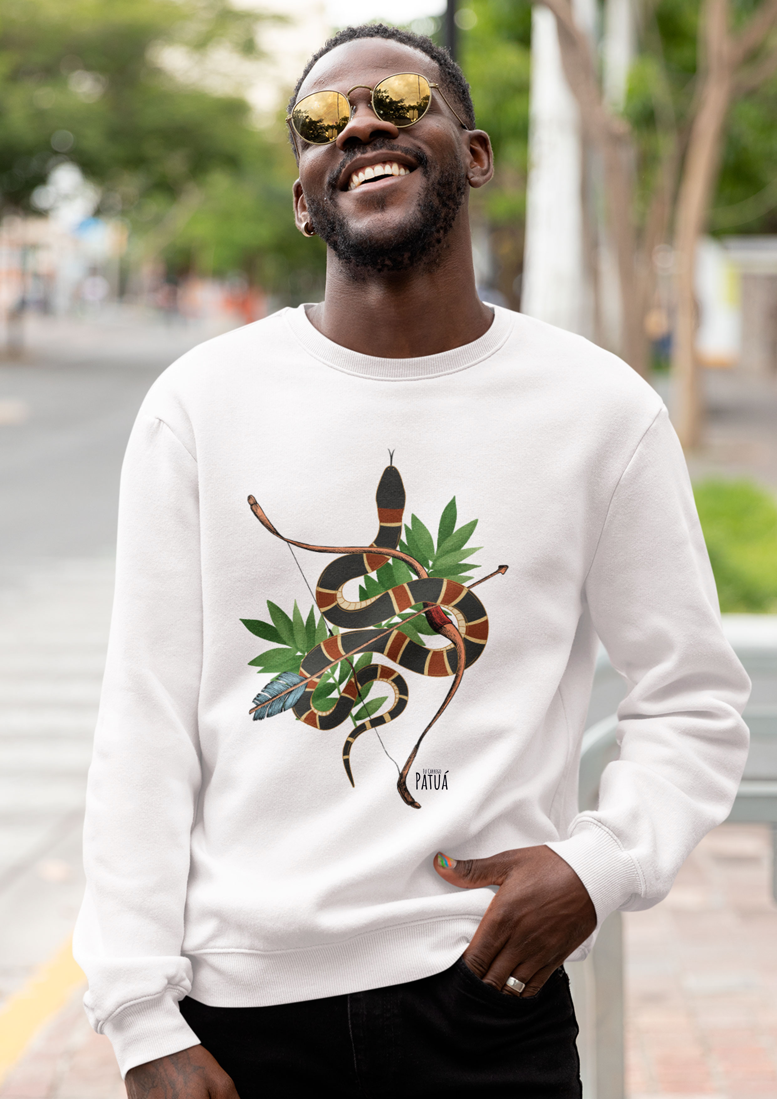 Nome do produto: Coleção Símbolos & Elementos - Moletom Fechado Caboclo Cobra Coral