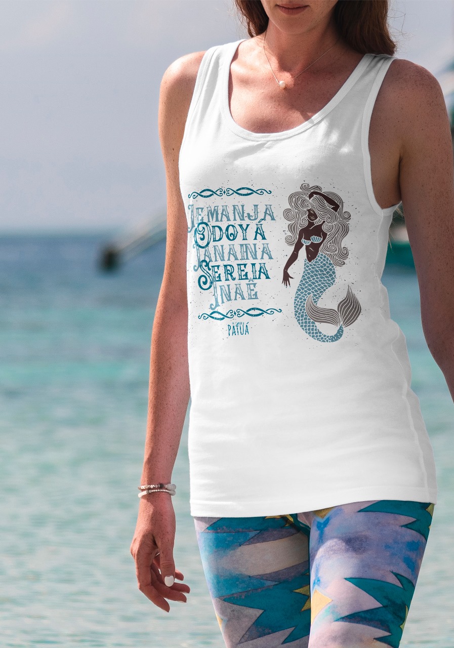 Nome do produto: Coleção Ponto Cantado - Regata Iemanjá