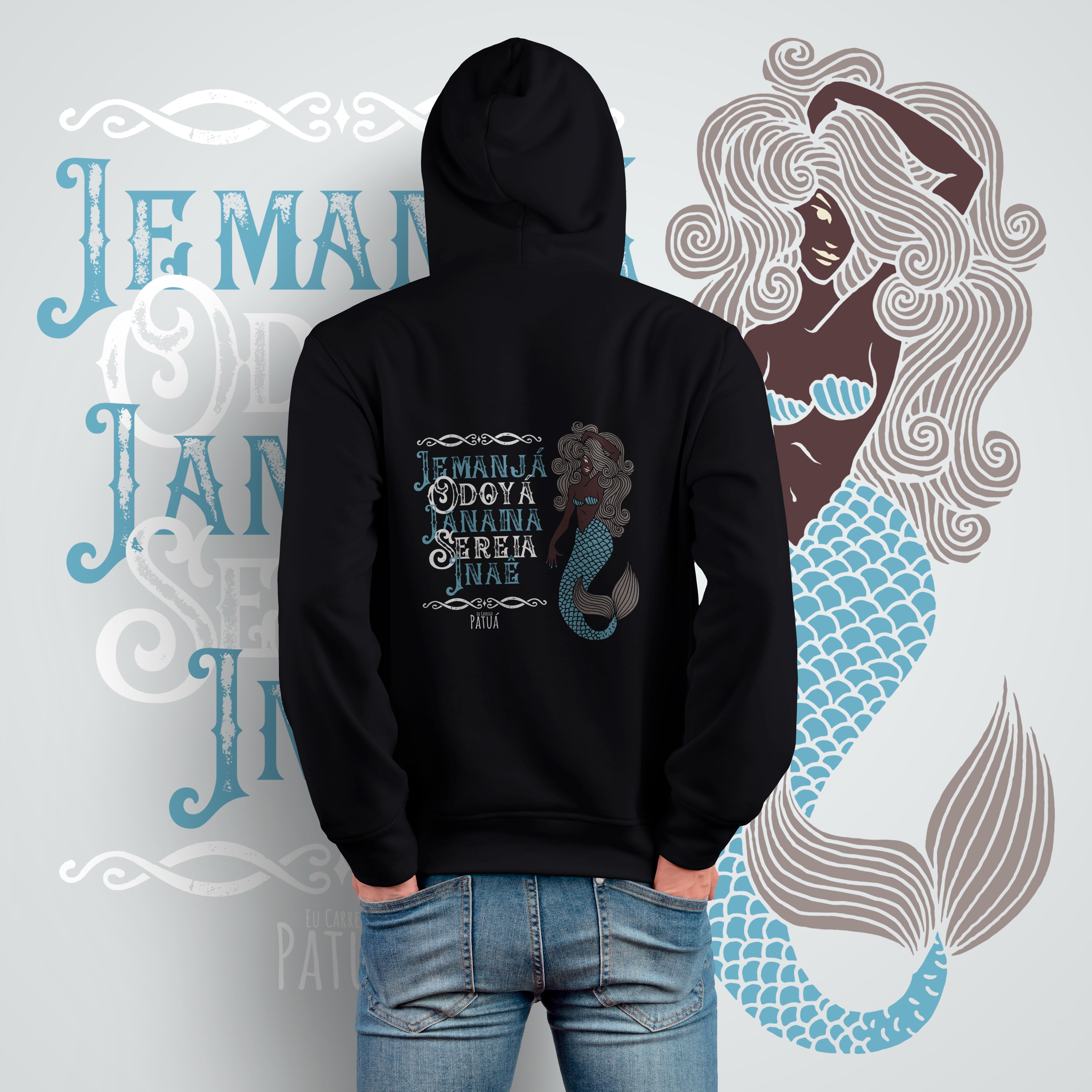 Nome do produto: Coleção Ponto Cantado - Moletom com Zíper Iemanjá