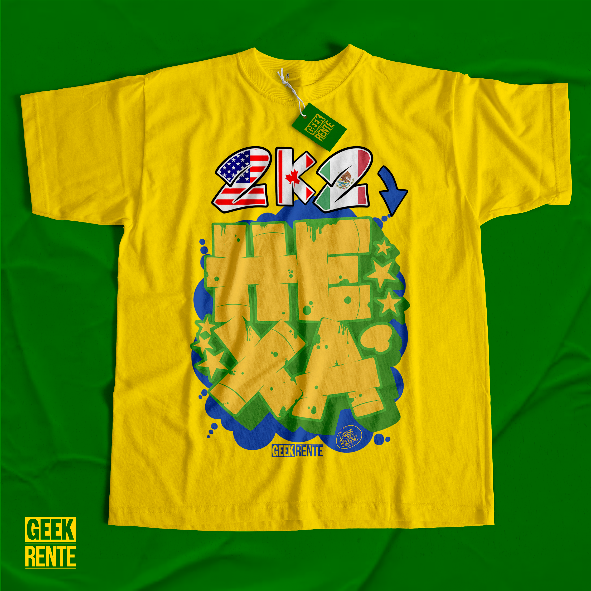 CAMISETA MASCULINA AMARELA 2K2HEXA