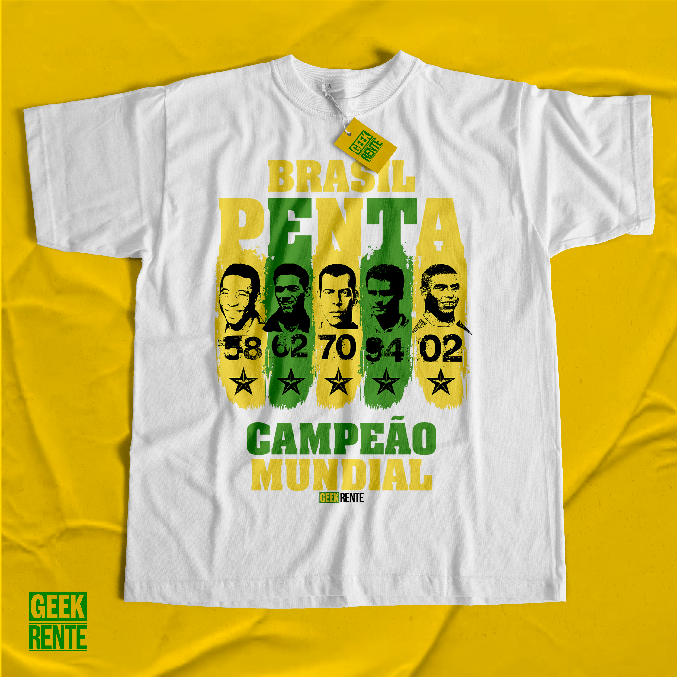 CAMISETA BRANCA - PENTA CAMPEÃO 58-62-70-94-02