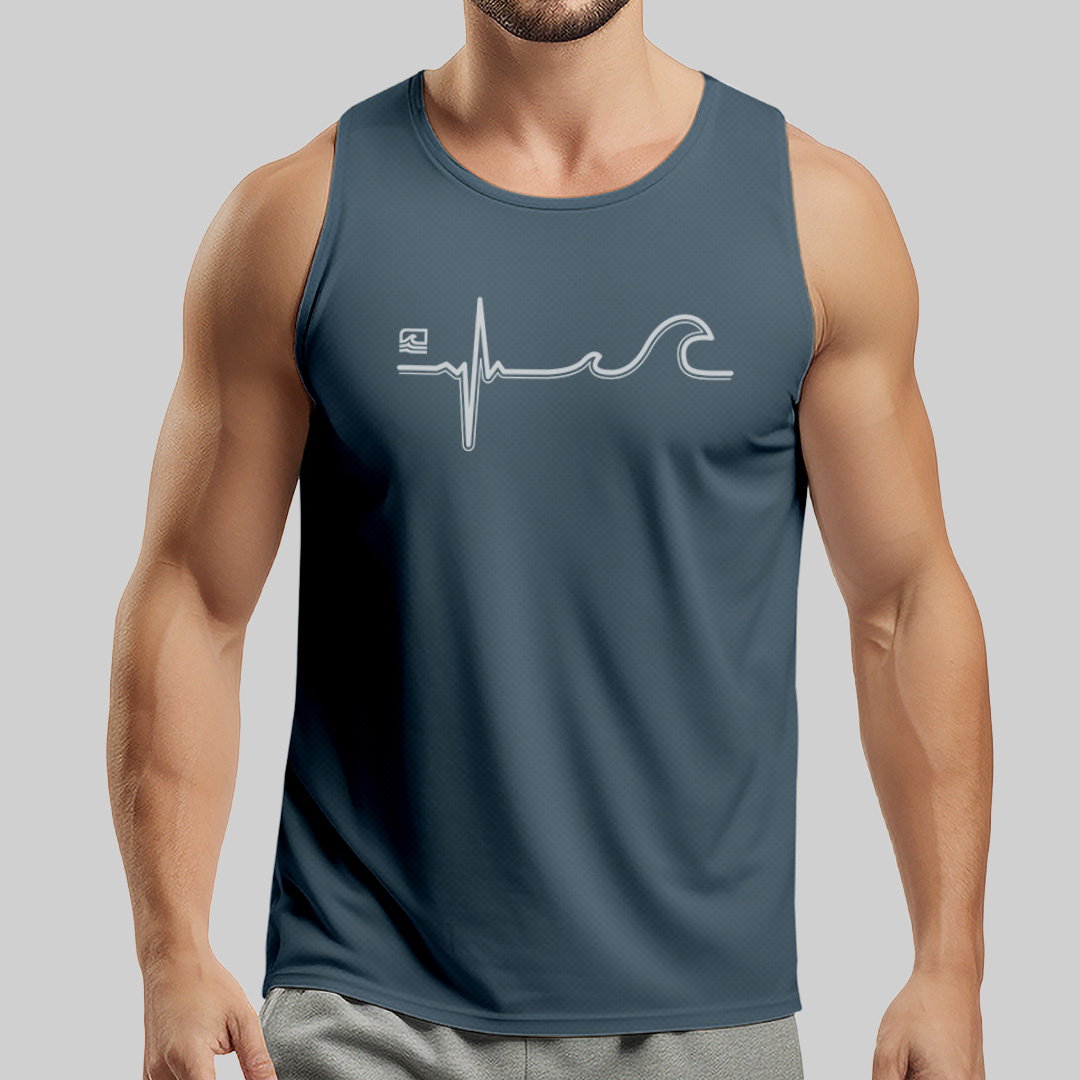 Nome do produto: Regata Masculina Dry Fit - No Ritmo das Ondas - Essence Surf