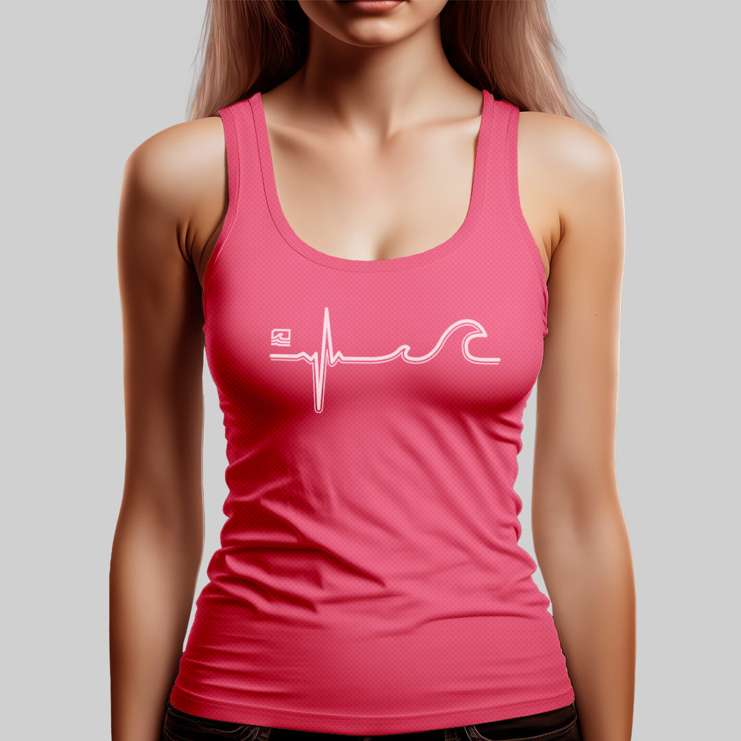 Nome do produto: Regata Feminina Dry Fit - No Ritmo das Ondas - Essence Surf