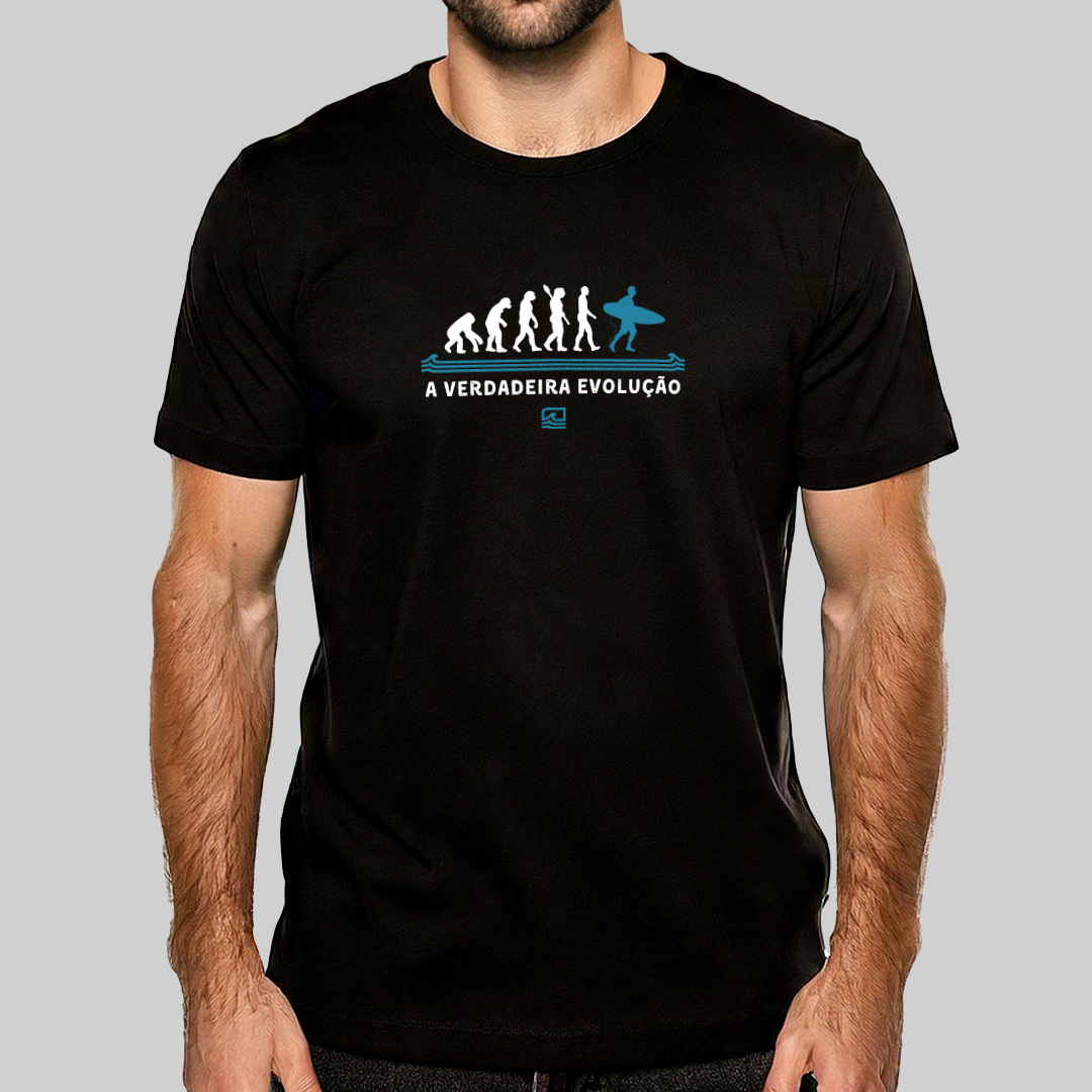 Nome do produto: Camiseta Prime - A Verdadeira Evolução (Cor) - Essence Surf