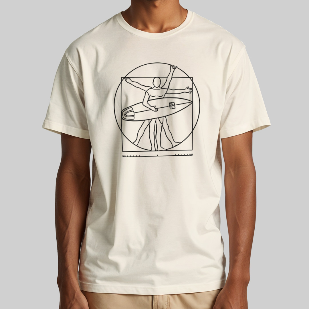 Nome do produto: Camiseta Prime - Surfista Vitruviano (Branca) - Essence Surf