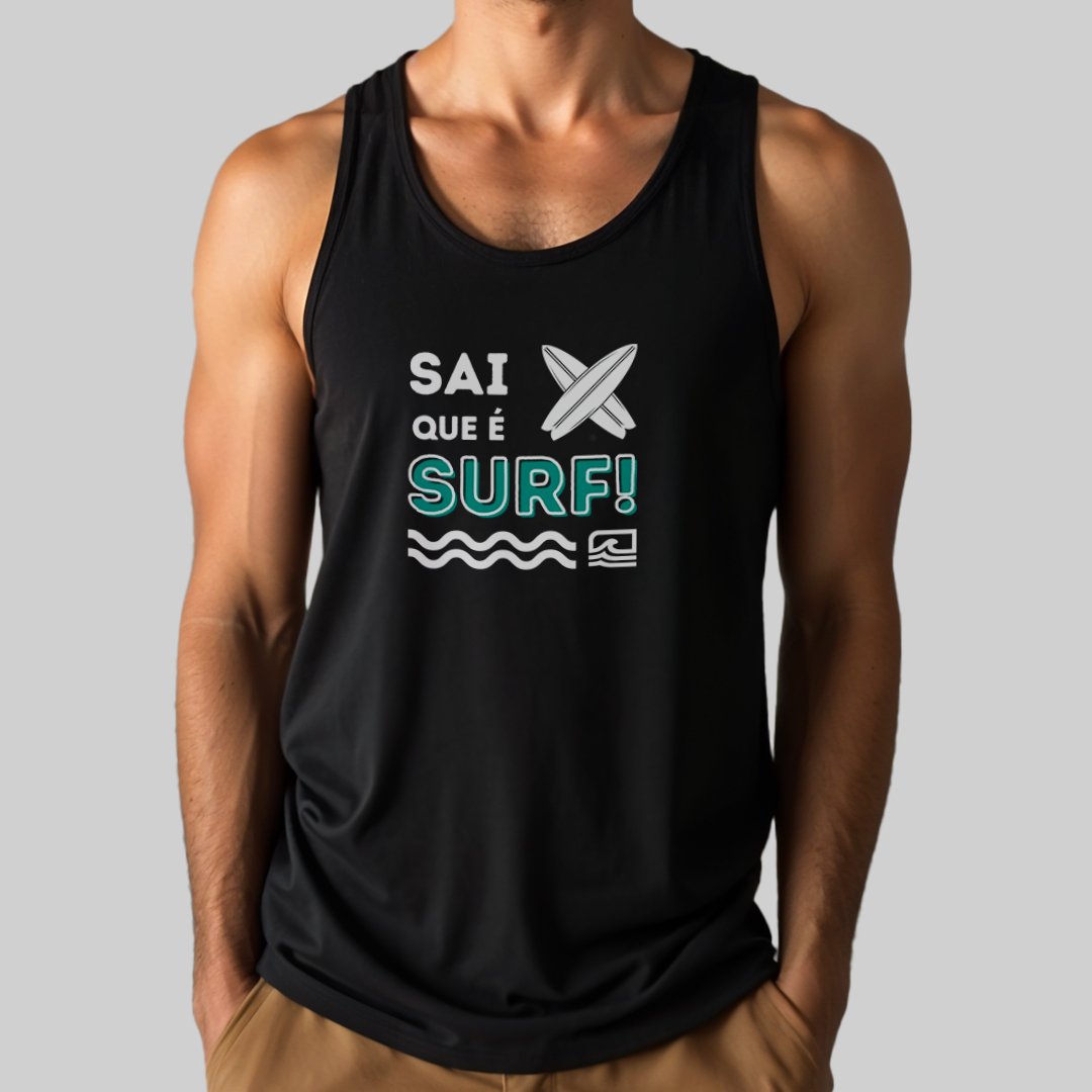 Nome do produto: Regata - Sai que é Surf (preto) - Essence Surf