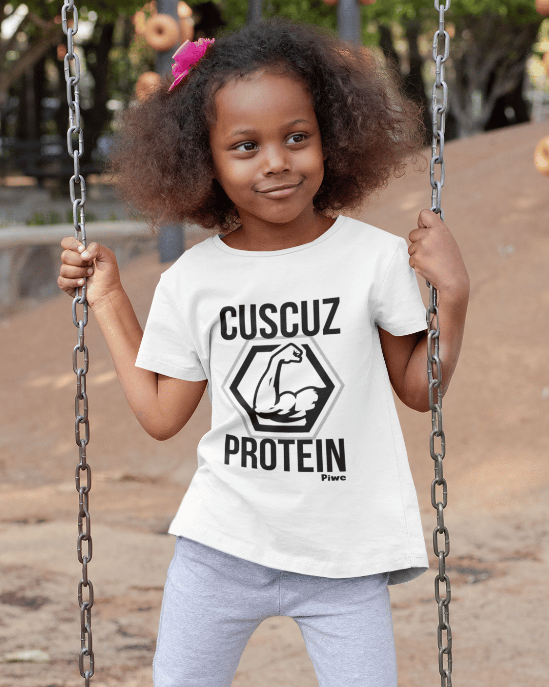 Nome do produto: Camiseta Cuscuz Protein Infantil (Estampa Preta)