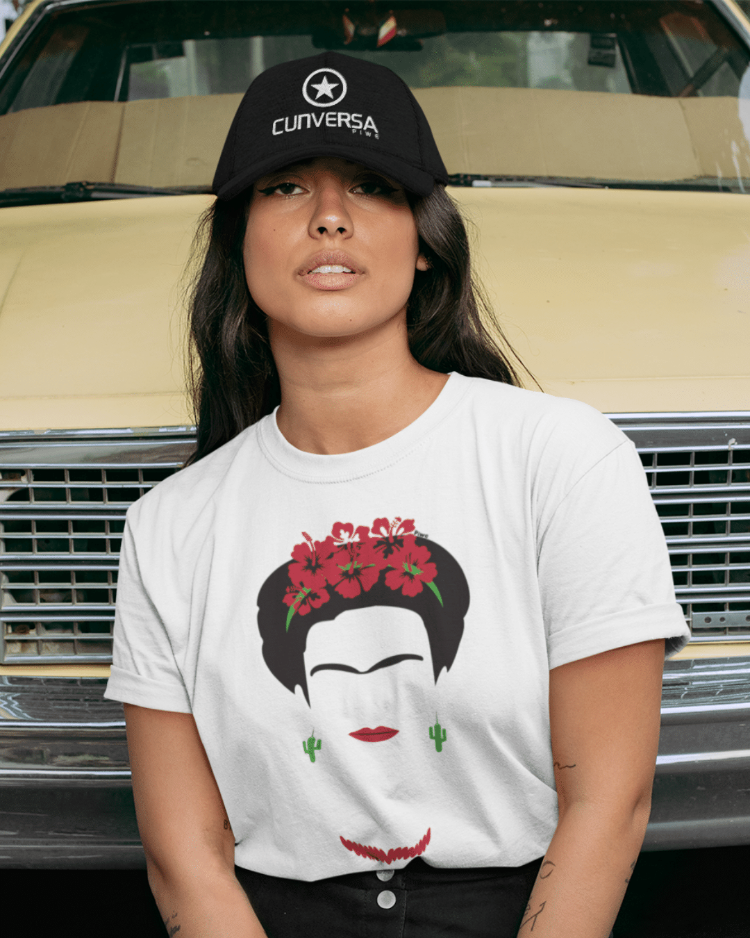 Nome do produto: Camiseta Frida Kahlo Baby Long Feminina