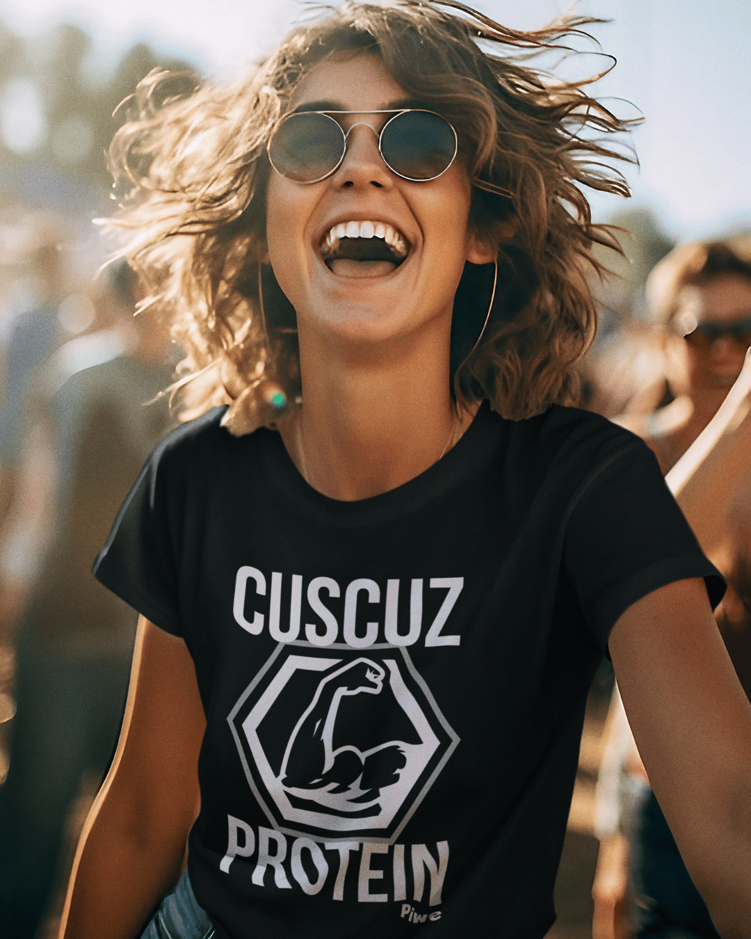 Nome do produto: Camiseta Cuscuz Protein Baby Long Feminina (Estampa Branca)