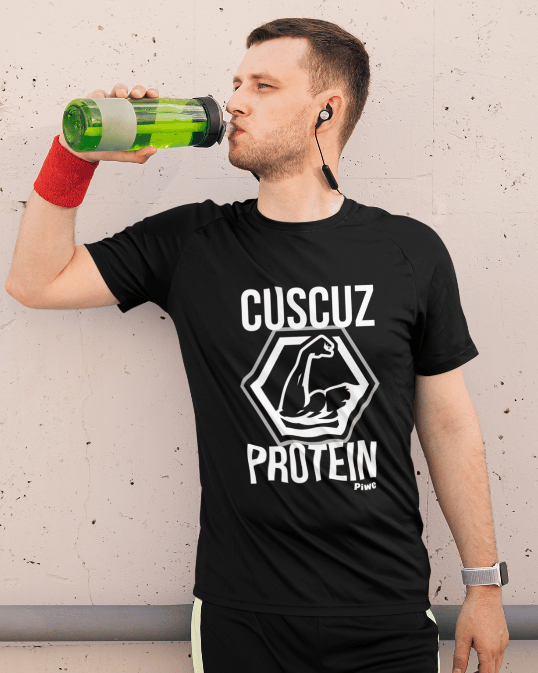 Nome do produto: Camiseta Cuscuz Protein Masculina (Estampa Branca)