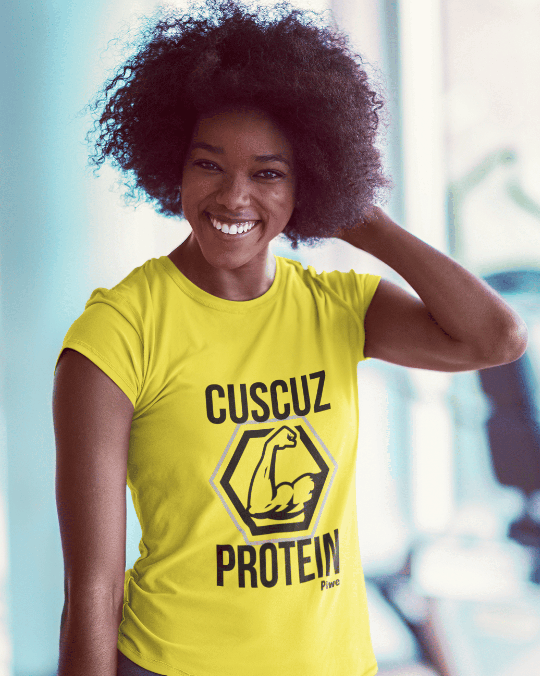 Nome do produto: Camiseta Cuscuz Protein Baby Long Feminina (Estampa Preta)