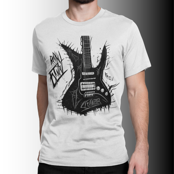 Nome do produto: Camiseta Estampa Guitarra Grafite