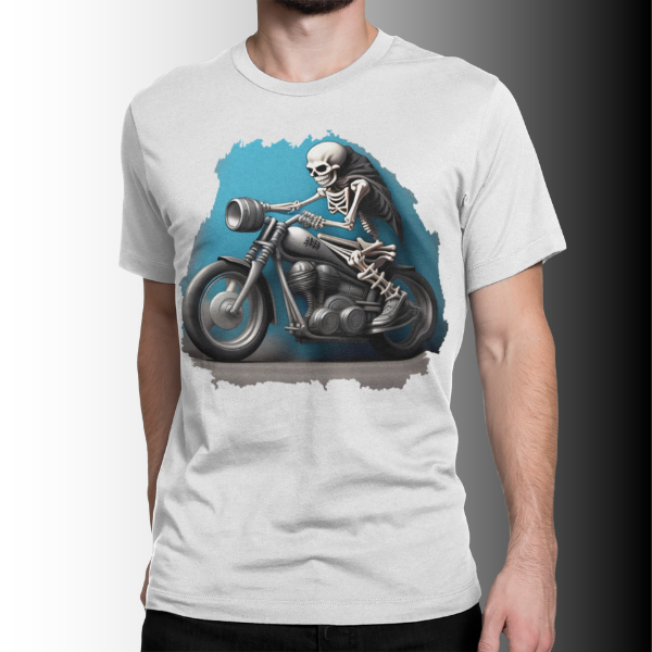 Nome do produto: Camiseta Estampa Motoqueiro Esqueleto