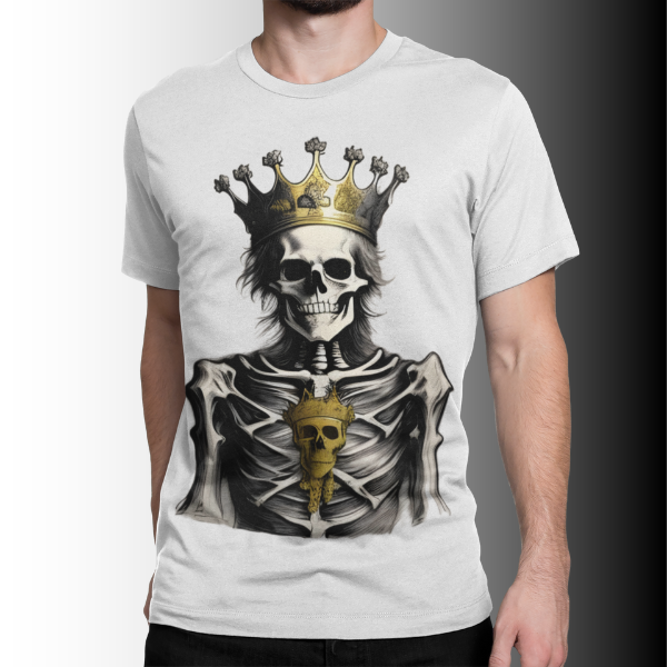 Nome do produto: Camiseta Estampa Esqueleto Metaleiro King
