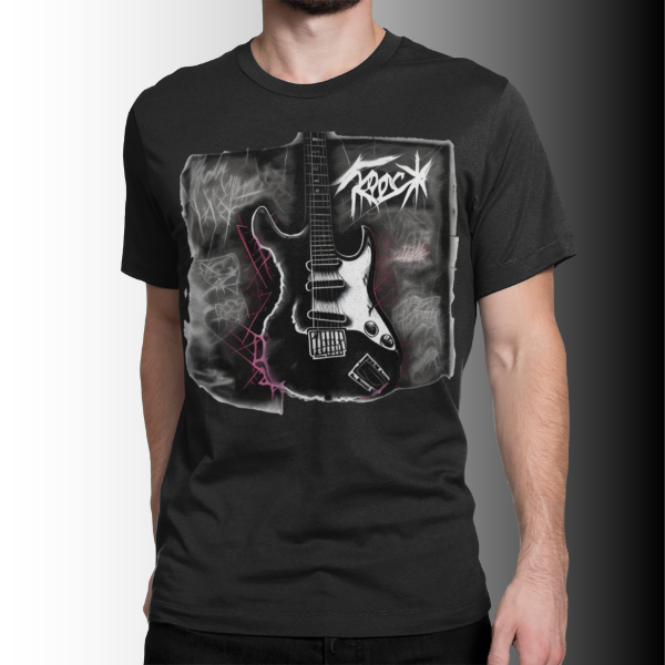 Nome do produto: Camiseta Estampa Grafite Guitarra do Rock