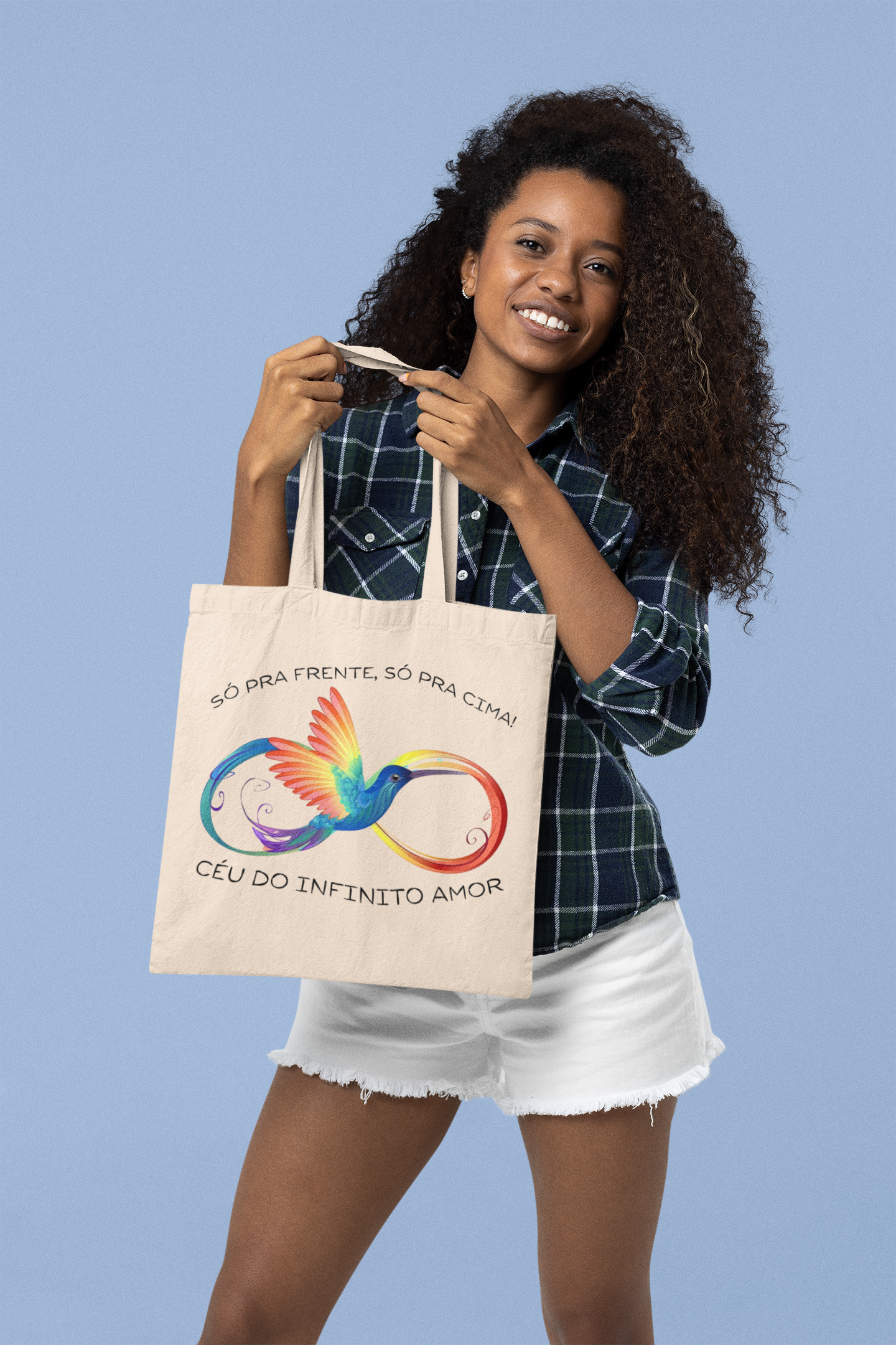 Nome do produto: Ecobag Pássaro Beija Flor Rainbow Simbolo do Infinito Colorido