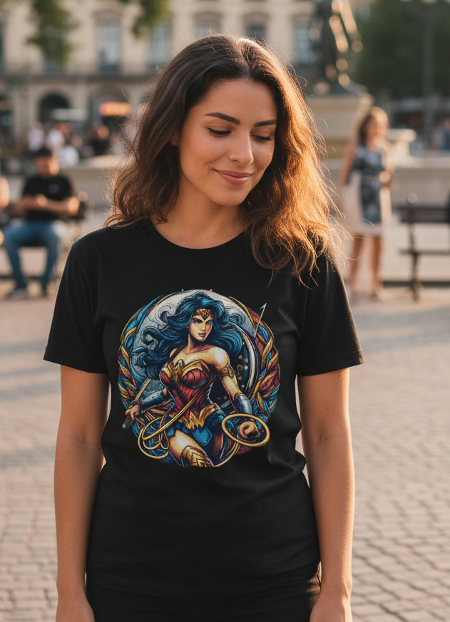 Nome do produto: CAMISETA MUHER MARAVILHA