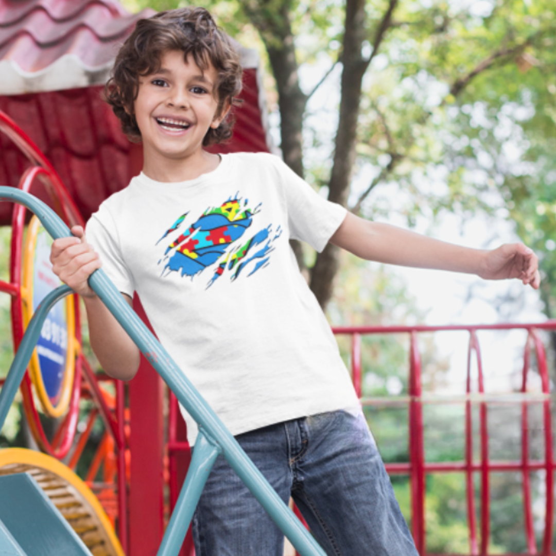 Nome do produto: CAMISETA INFANTIL AUTISMO SUPER PODER (2 a 8 anos)
