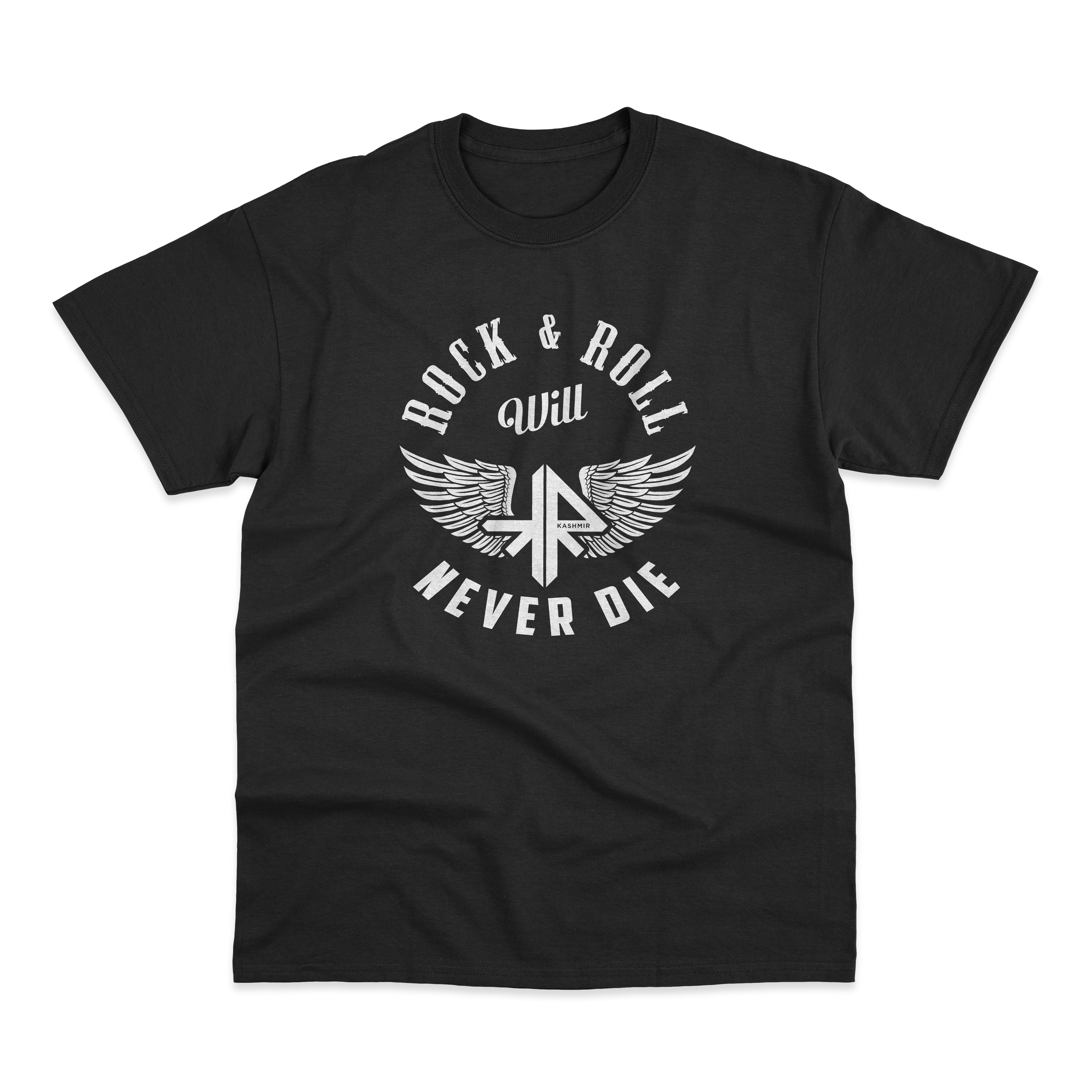 Nome do produto: CAMISETA KASHMIR ROCK & ROLL WILL NEVER DIE