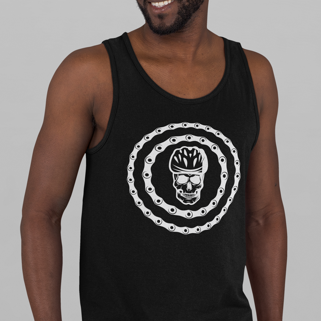 Nome do produto: REGATA CAVEIRA E CORRENTE DE BICICLETA