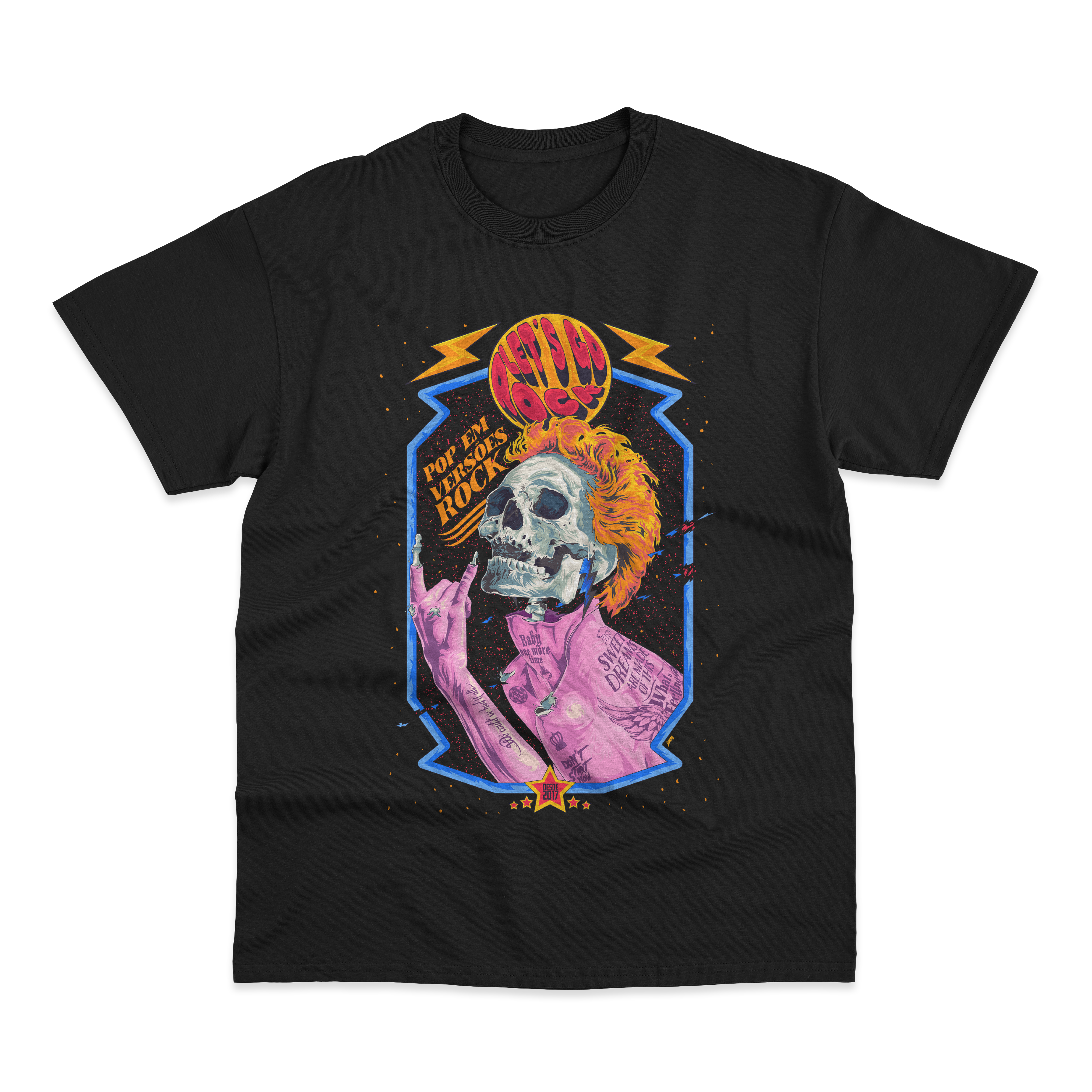 Nome do produto: CAMISETA LET\'S GO ROCK - POSTER