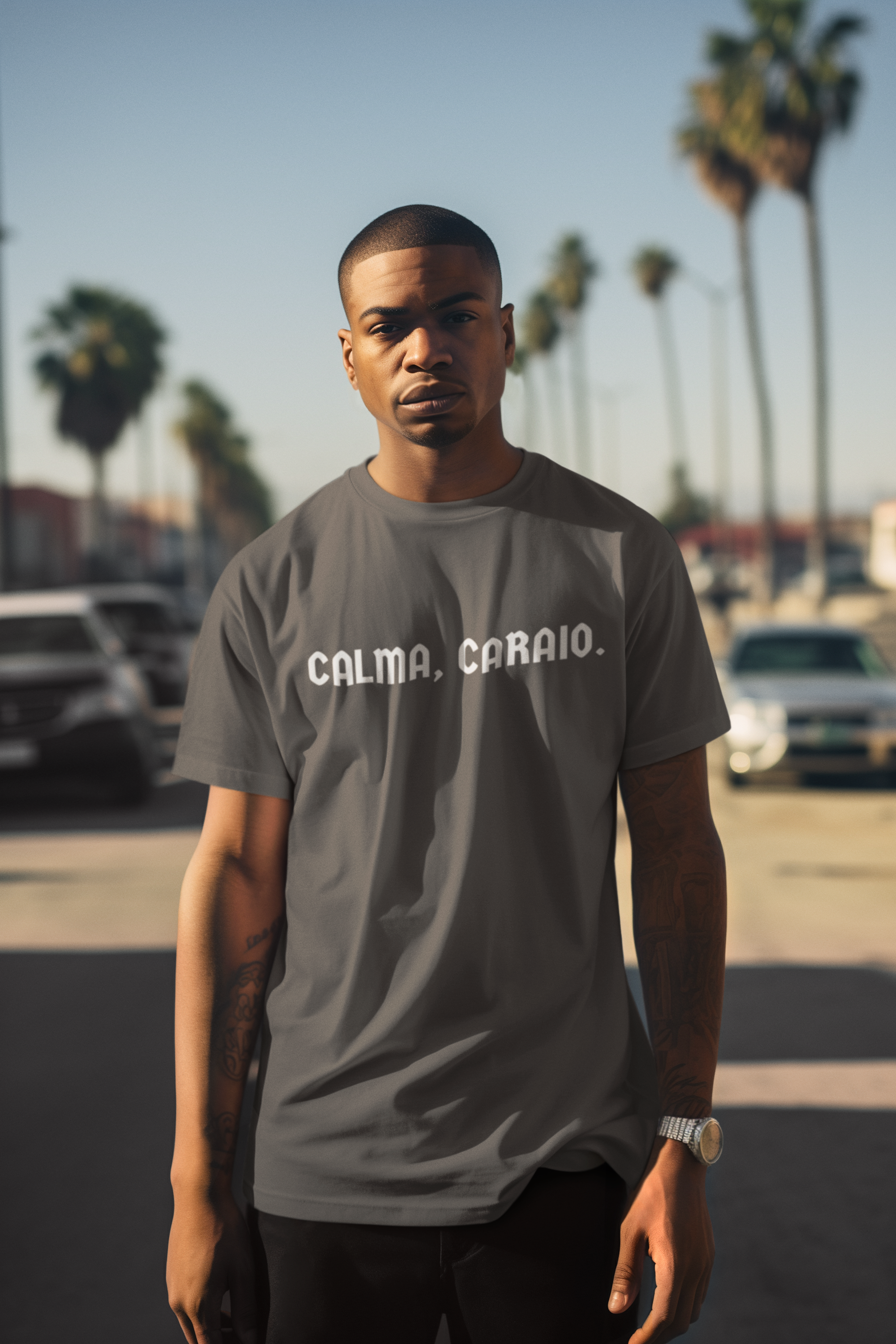 Nome do produto: CAMISETA ESTONADA CALMA CARAIO