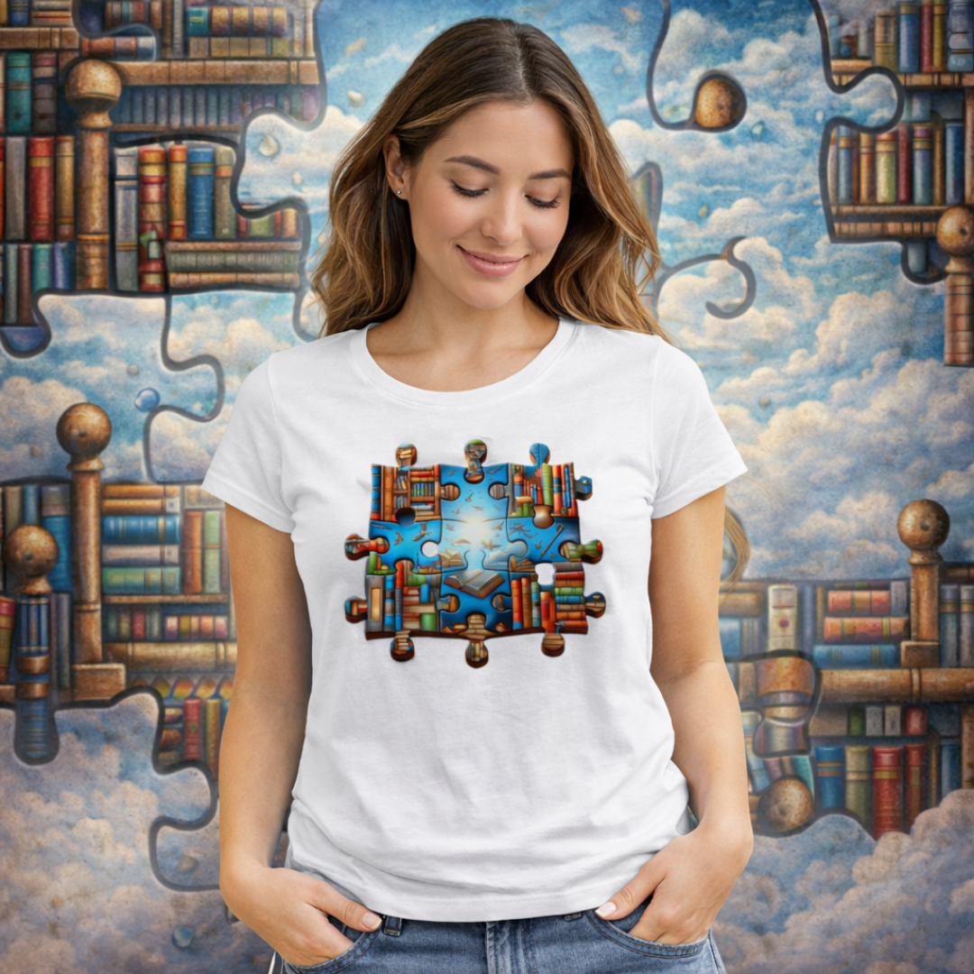 Camiseta Feminina Quebra-Cabeça Literário