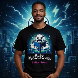 Camiseta  Cuidado Leitor Bravo