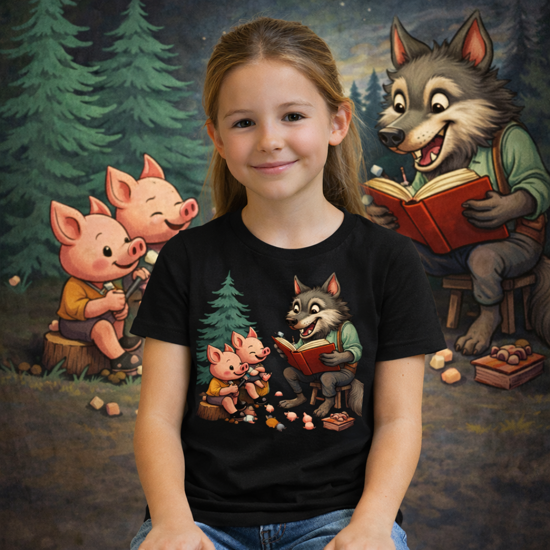 Camiseta Infantil Lobo Mau Conta História