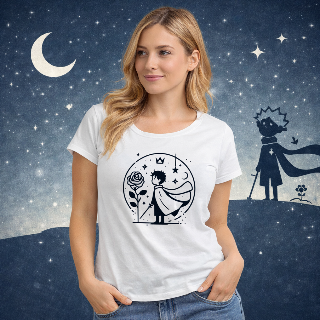 Camiseta Feminina Pequeno Príncipe no Círculo