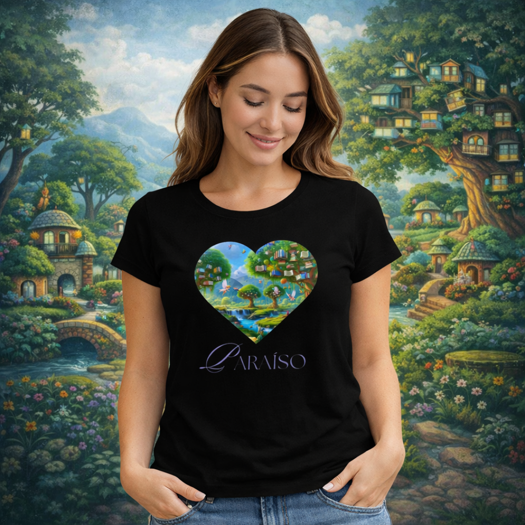 Nome do produto: Camiseta Feminina Paraíso Literário