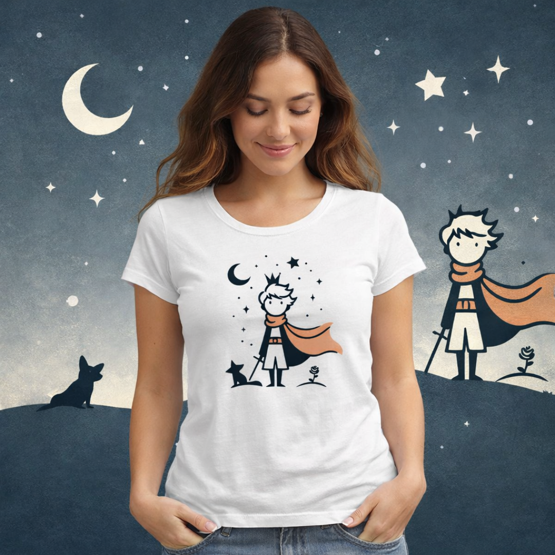 Camiseta Feminina Pequeno Príncipe e o Cachorro