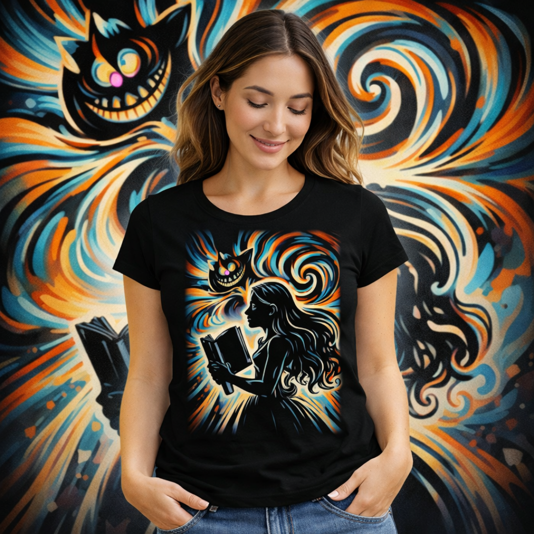 Camiseta Feminina Silhueta Alice no País das Maravilhas